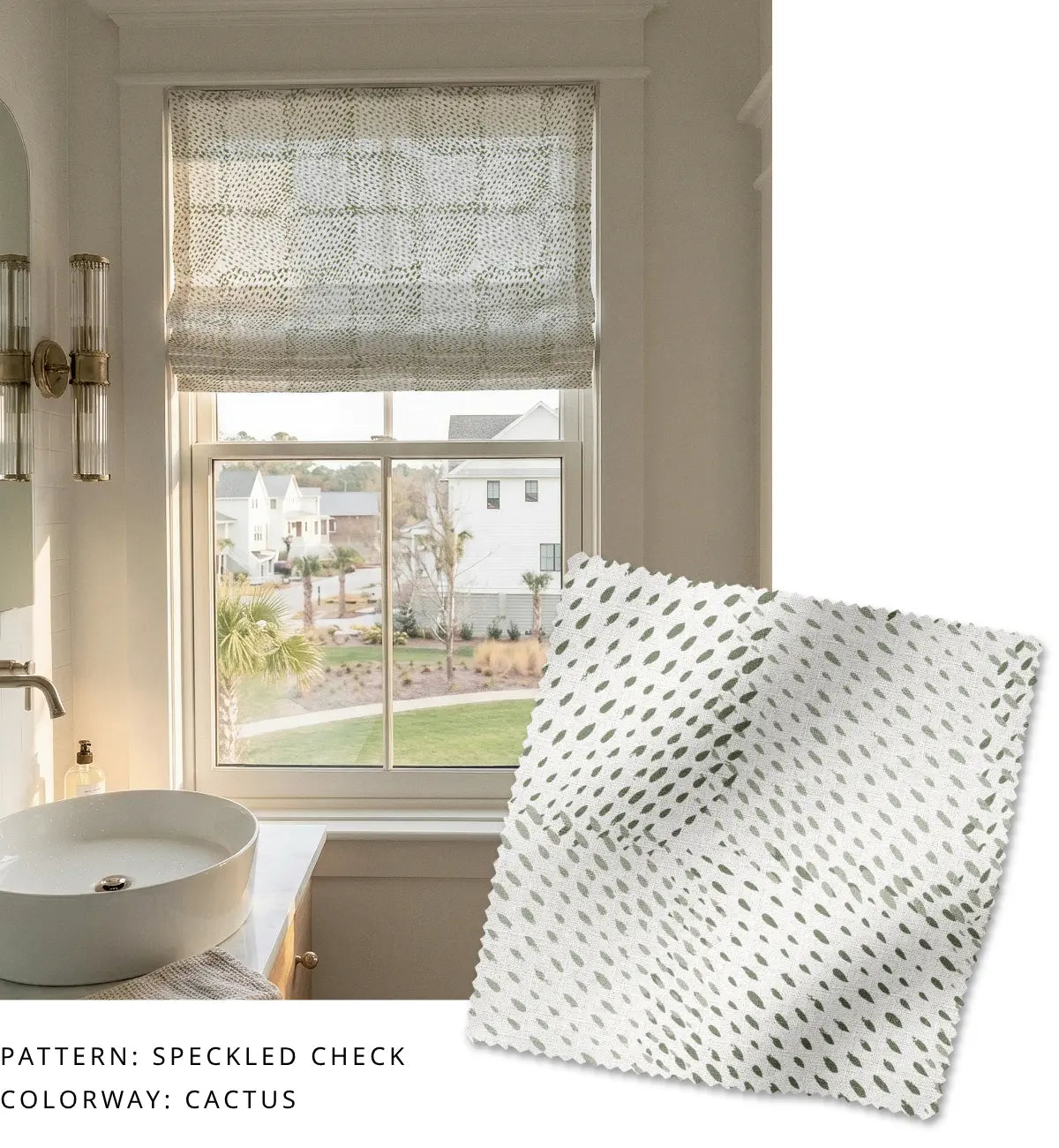 Speckled Check Fabric in Cactus
