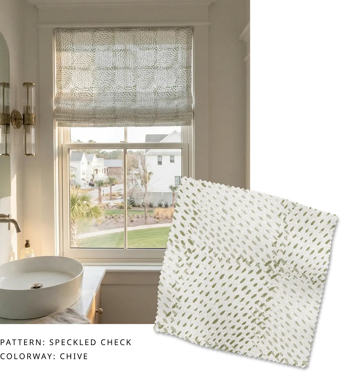 Speckled Check Fabric in Chive