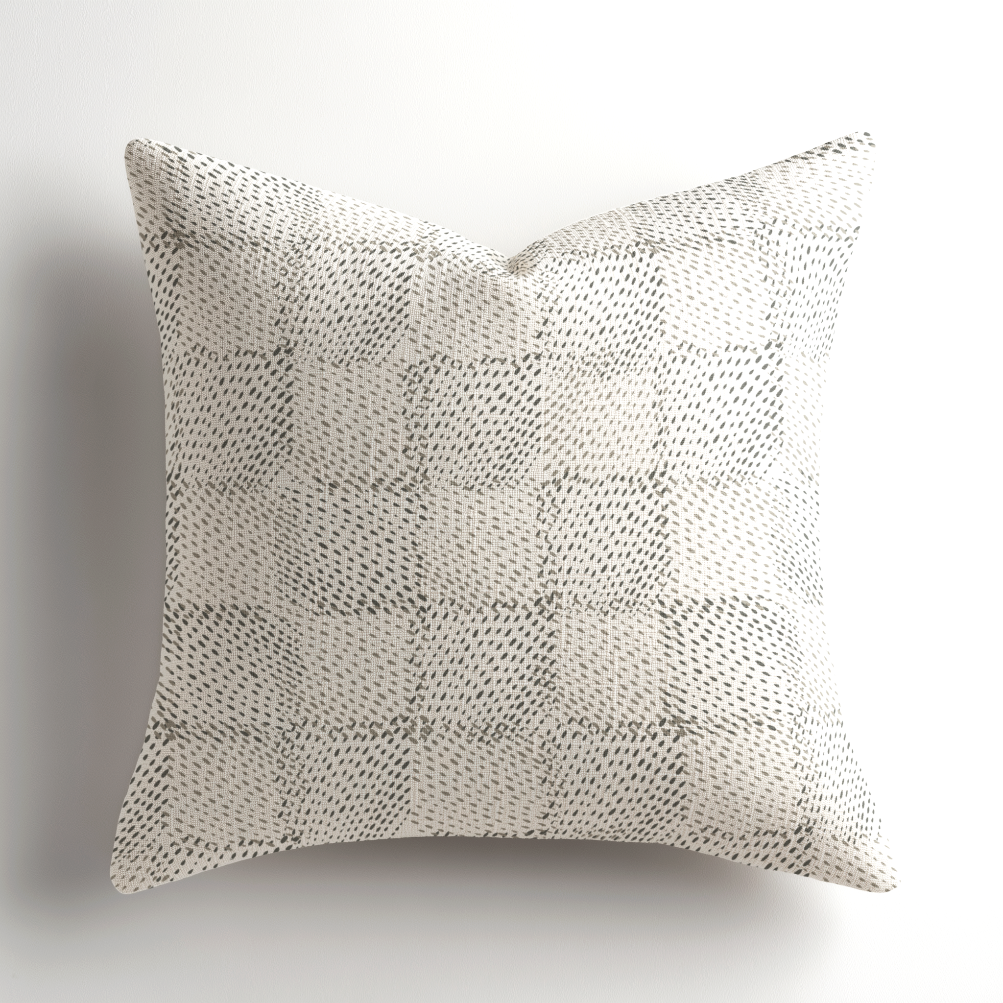 Designer linen throw pillow by Emily Daws featuring the Speckled Check pattern in Charcoal, a Charleston-made, small-batch artful accent pillow crafted for luxury interiors and available through the Emily Daws Showroom.