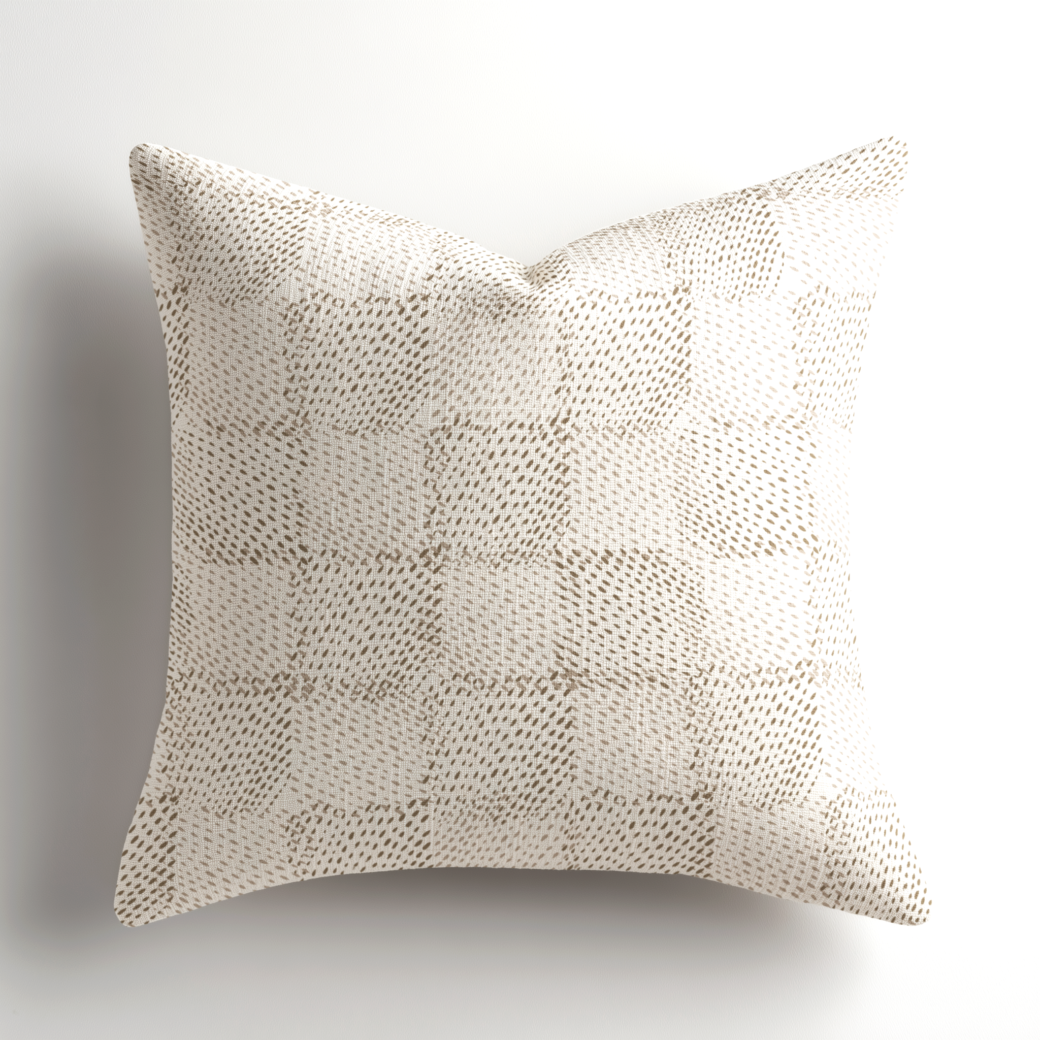 Linen throw pillow by Emily Daws featuring Speckled Check in Oak, a small-batch, southern inspired designer linen throw pillow showcased in the Emily Daws Charleston Showroom.
