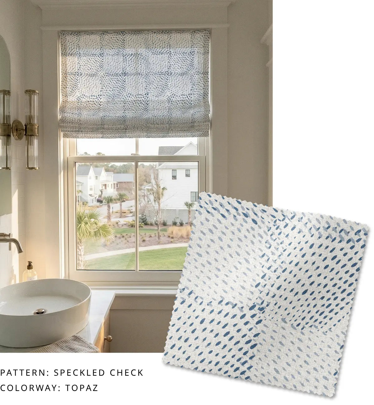 Speckled Check Fabric in Topaz