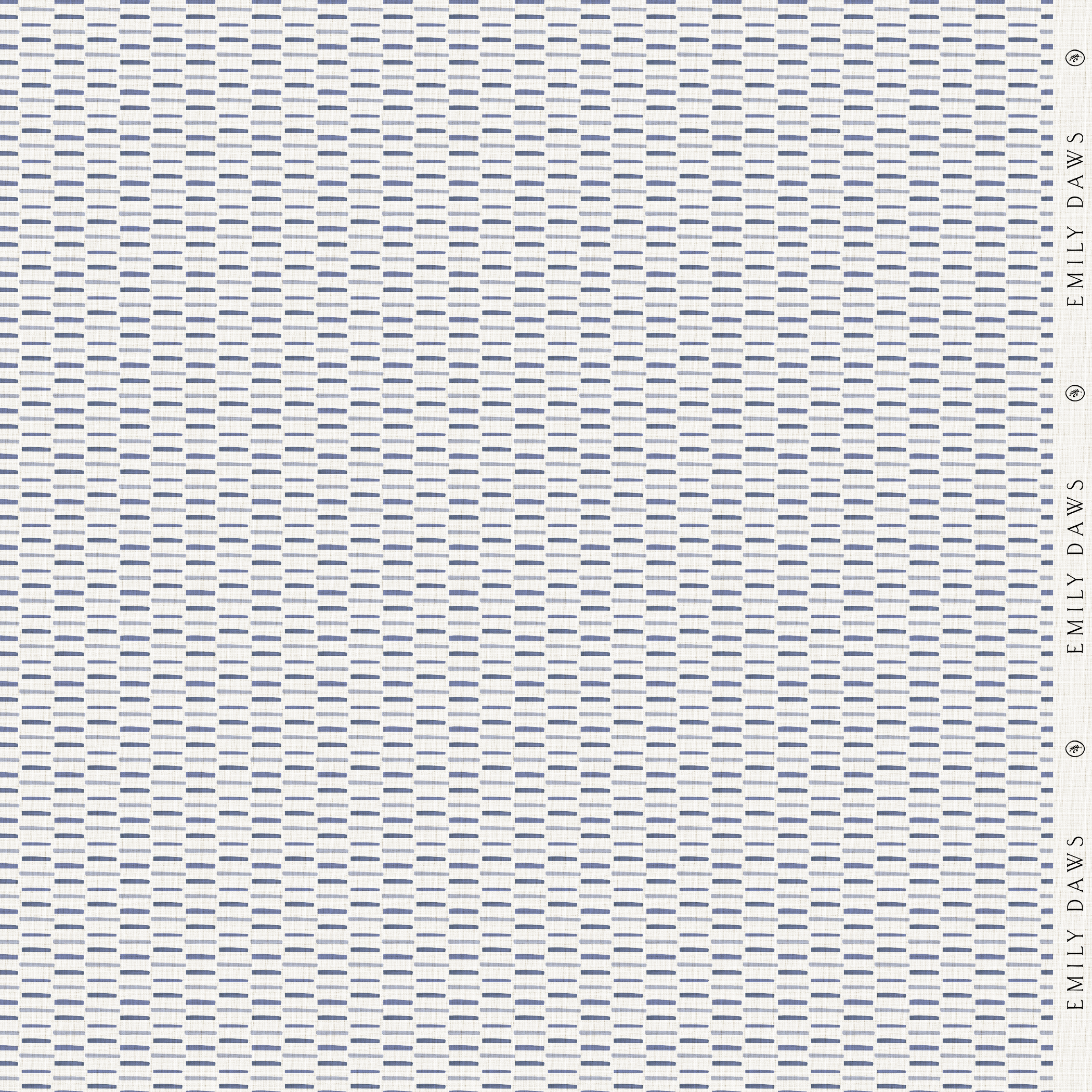 sweetgrass sapphire fabric by emily daws featuring deep blue botanical stripes on natural linen by the yard