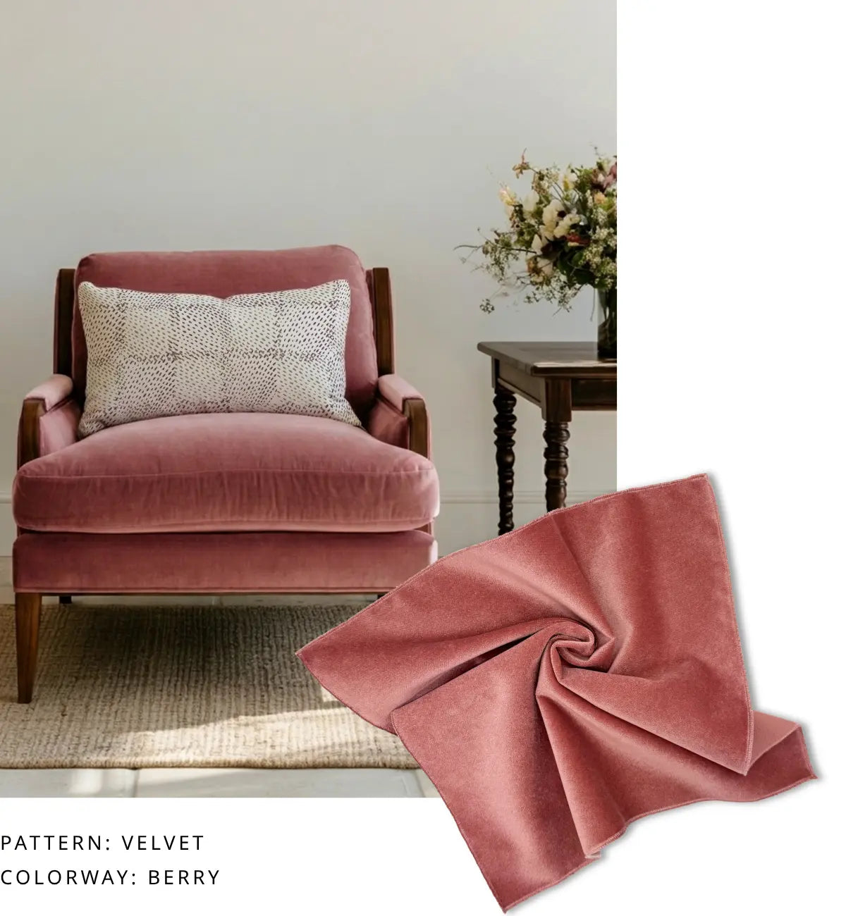 Velvet Fabric in Berry