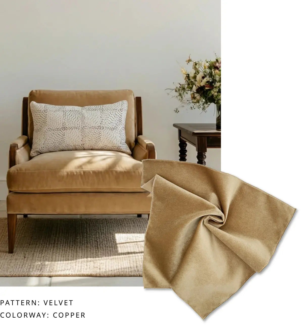 Velvet Fabric in Copper