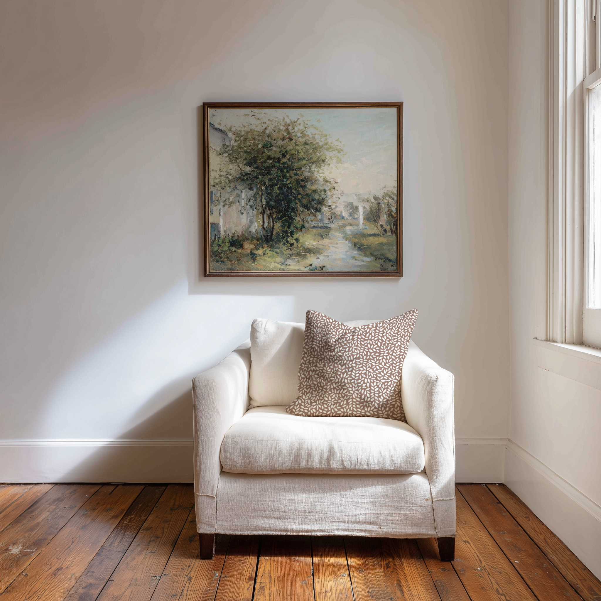 Wadmalaw fabric in Tea by Emily Daws styled in an interior — Sea Island Collection