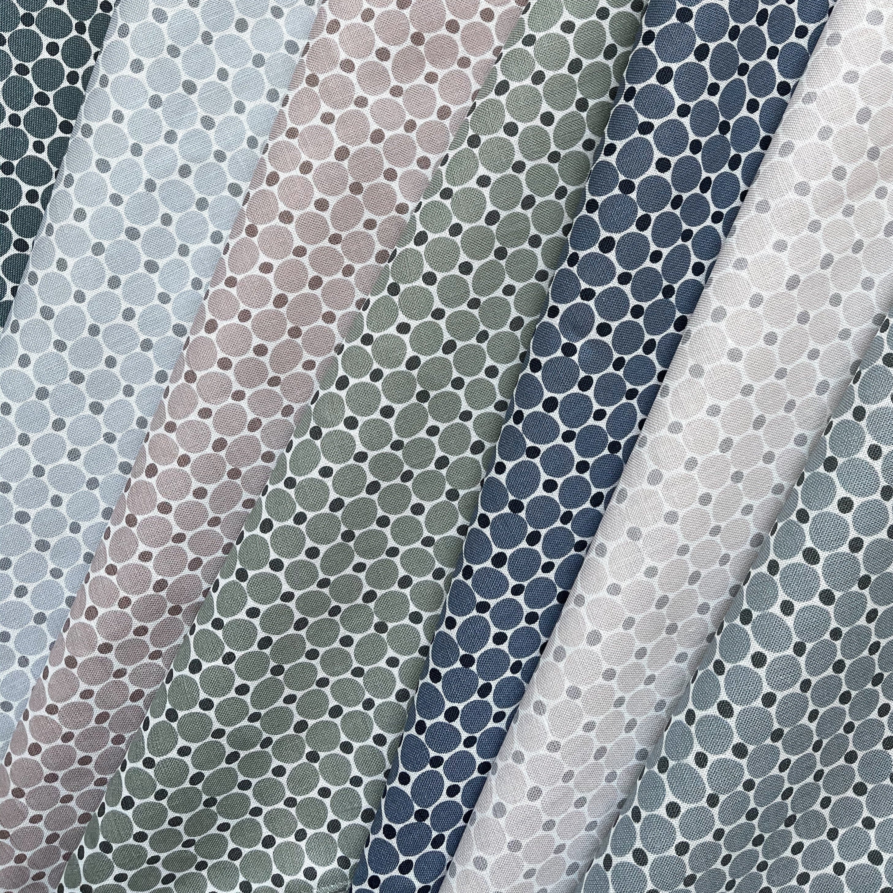 Cobblestone fabric in Lagoon by Emily Daws – styled in a coastal-inspired interior for pillows or window treatments – Charleston fabric by the yard for interiors