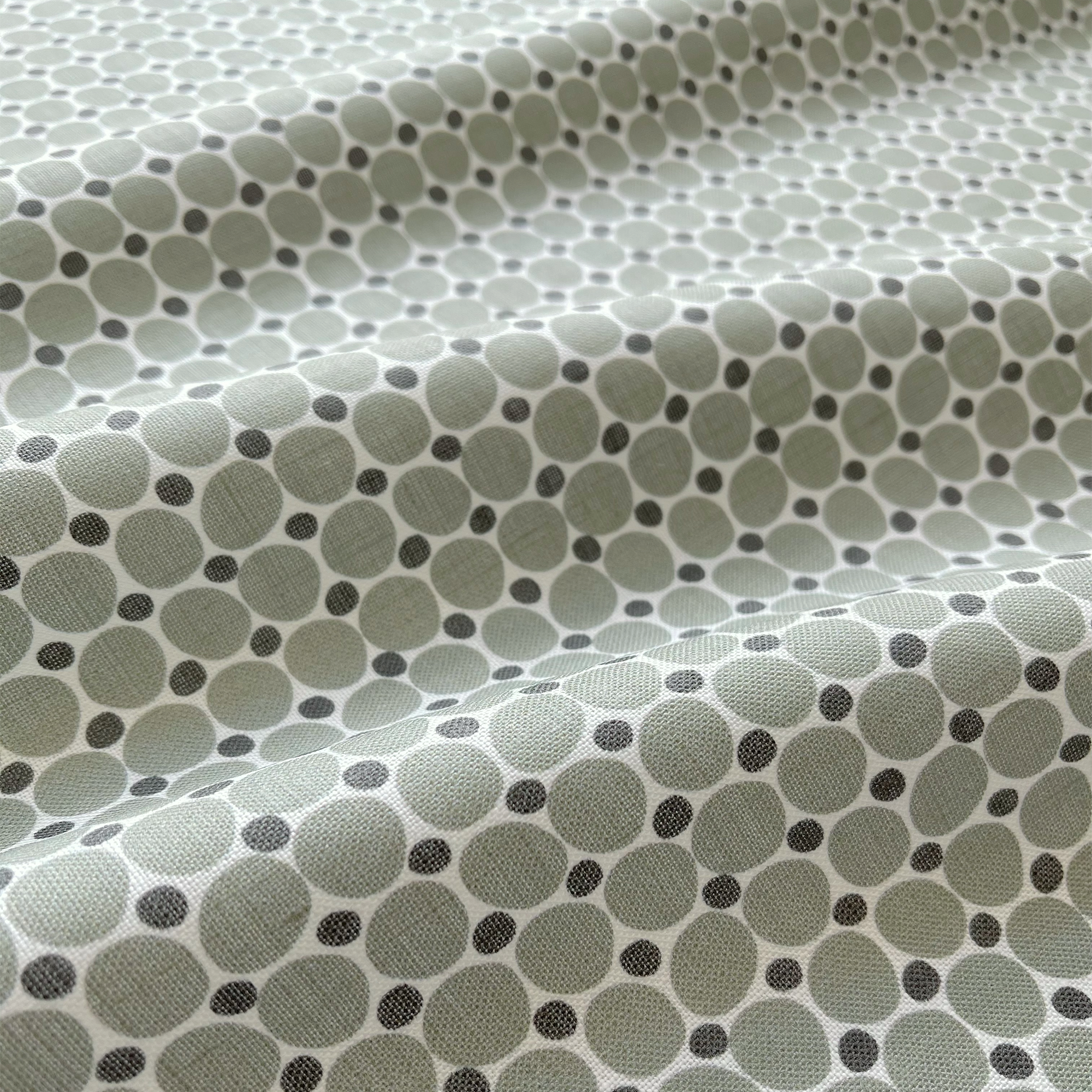 Cobblestone fabric in Olive by Emily Daws – close-up view showcasing linen texture and design – Charleston fabric by the yard for interiors