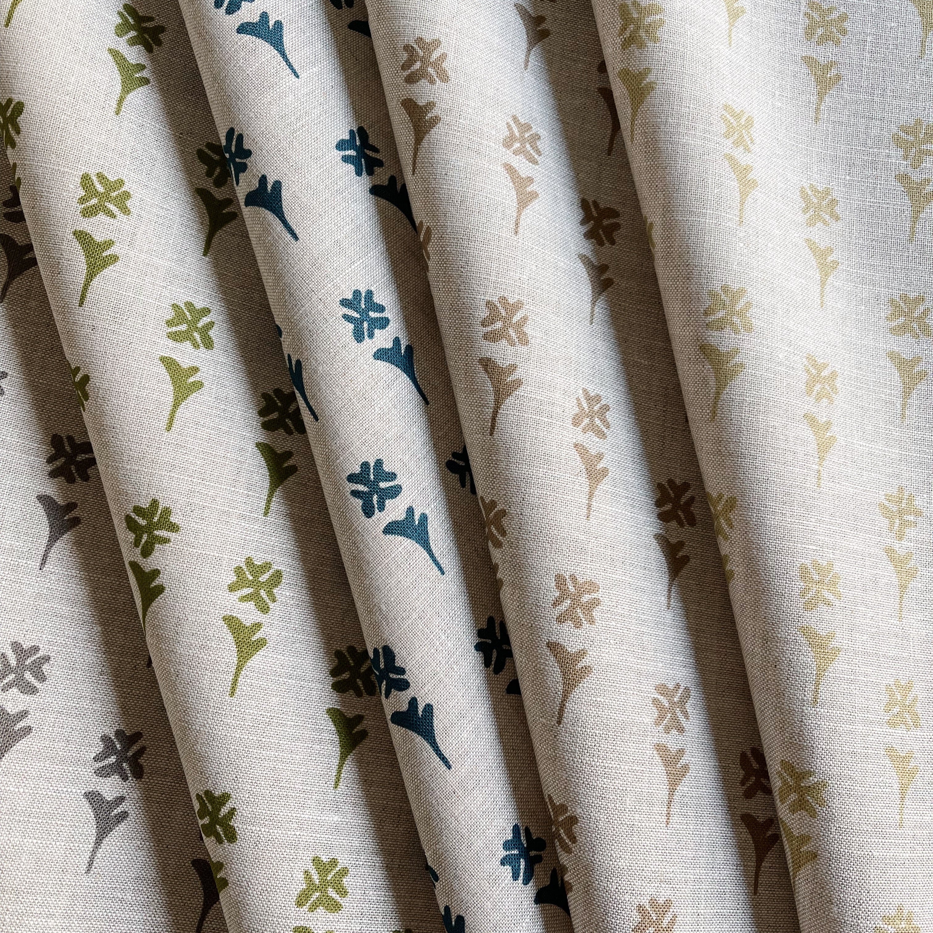 Daffodil fabric in Sprout styled by Emily Daws – cozy countryside look for floral curtains or cushions