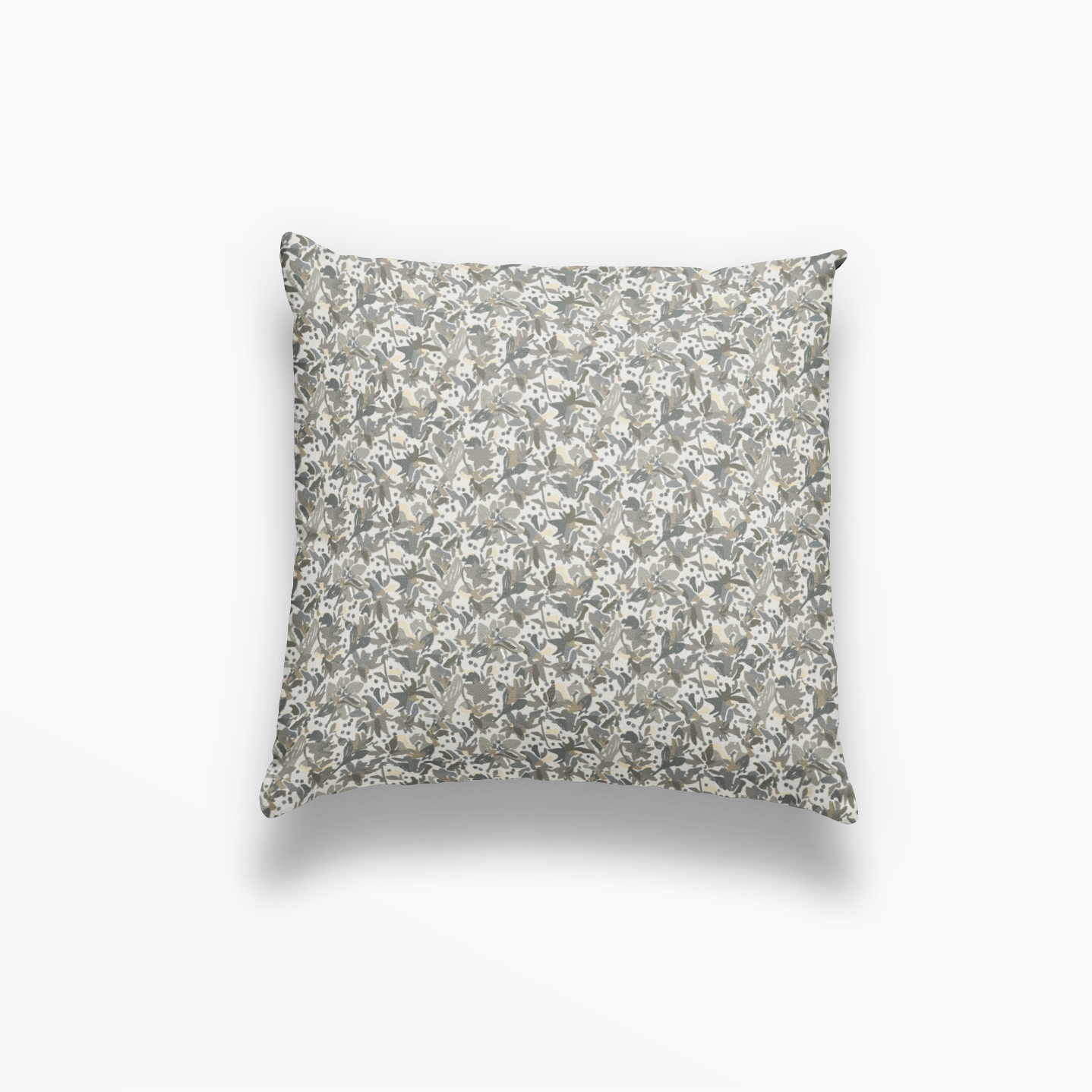 Eden pillow in Lichen by Emily Daws – square throw pillow with floral motifs for cottage-style decor