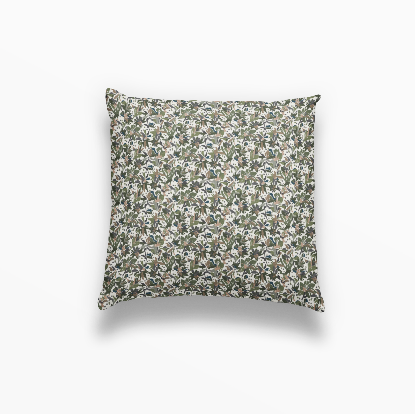 Eden pillow in Olive by Emily Daws – square throw pillow with floral motifs for cottage-style decor