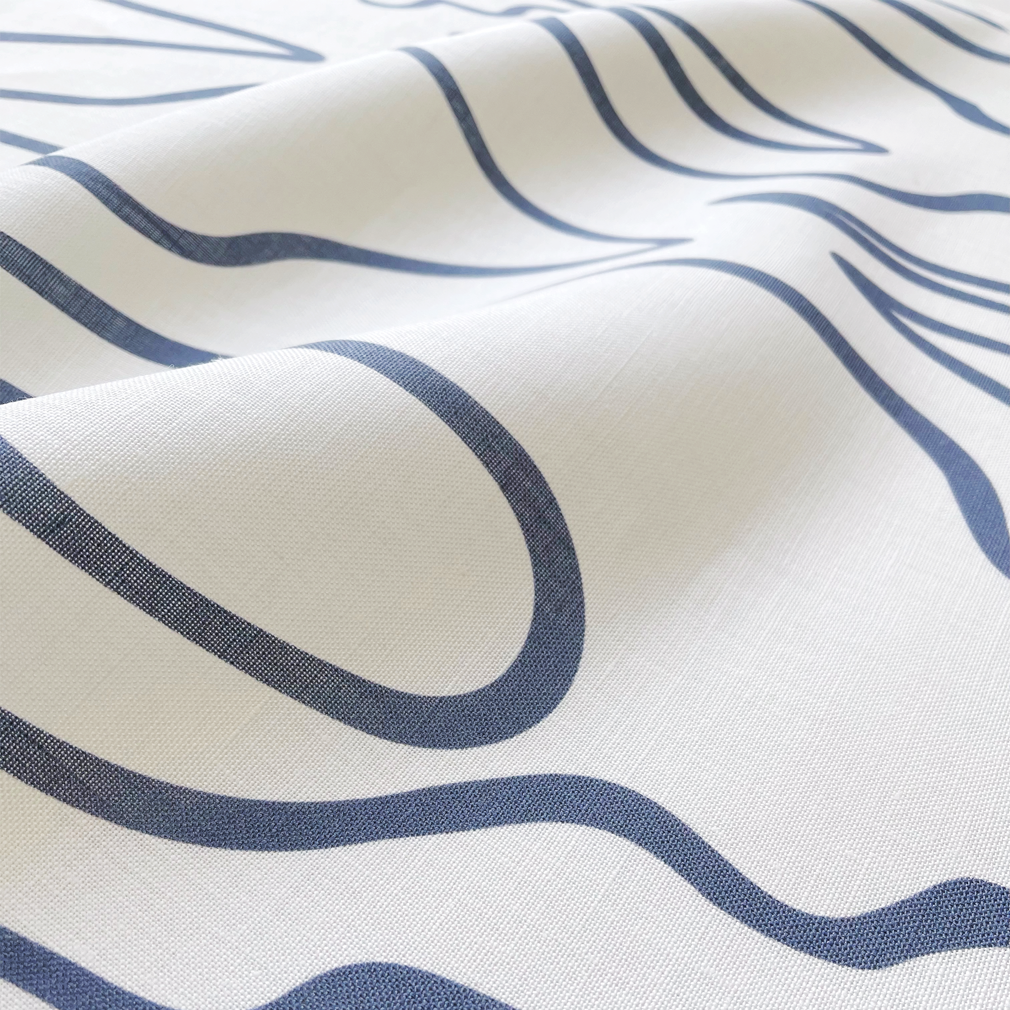 Edisto fabric in Ink by Emily Daws — close-up detail of Belgian linen, Sea Island Collection