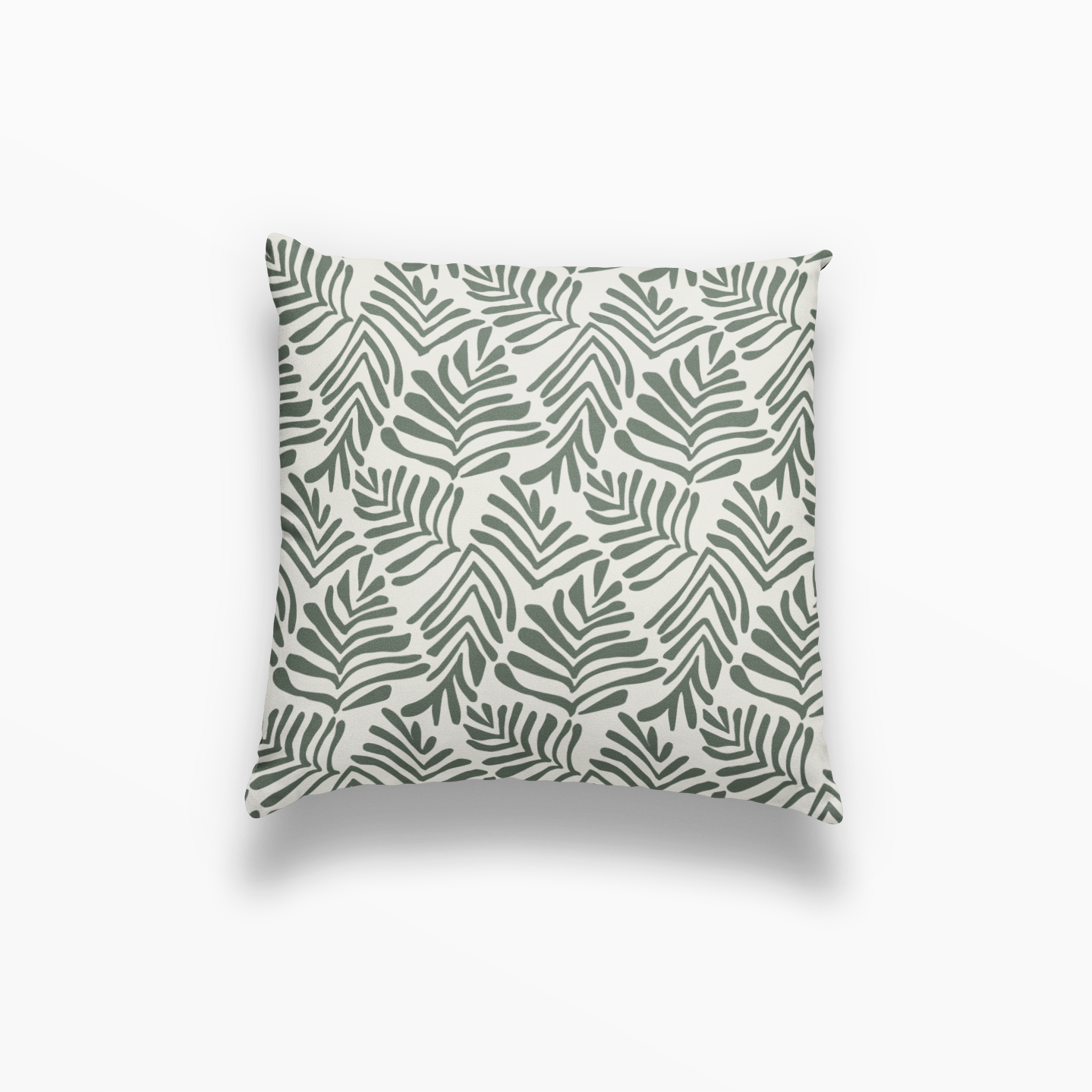 Frond pillow in Alpine by Emily Daws – square throw pillow with floral motifs for cottage-style decor