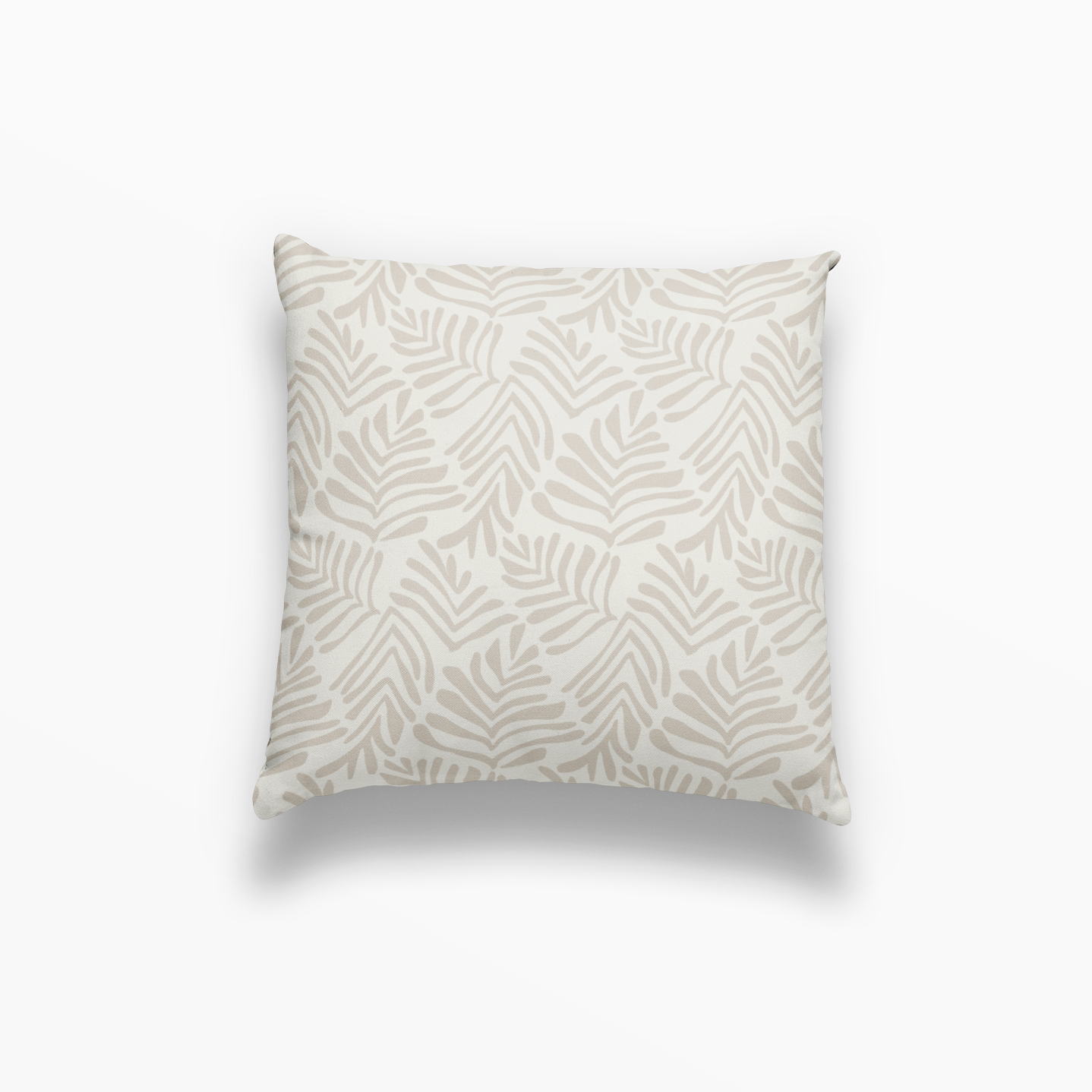 Frond pillow in Truffle by Emily Daws – square throw pillow with floral motifs for cottage-style decor