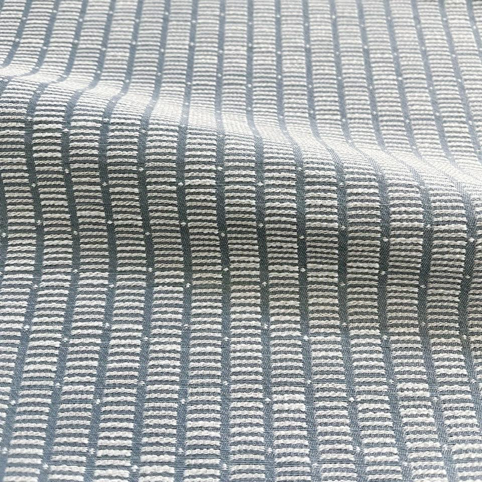 Jetty fabric in Cooper Blue by Emily Daws — close-up detail of woven upholstery fabric, Waterways Collection