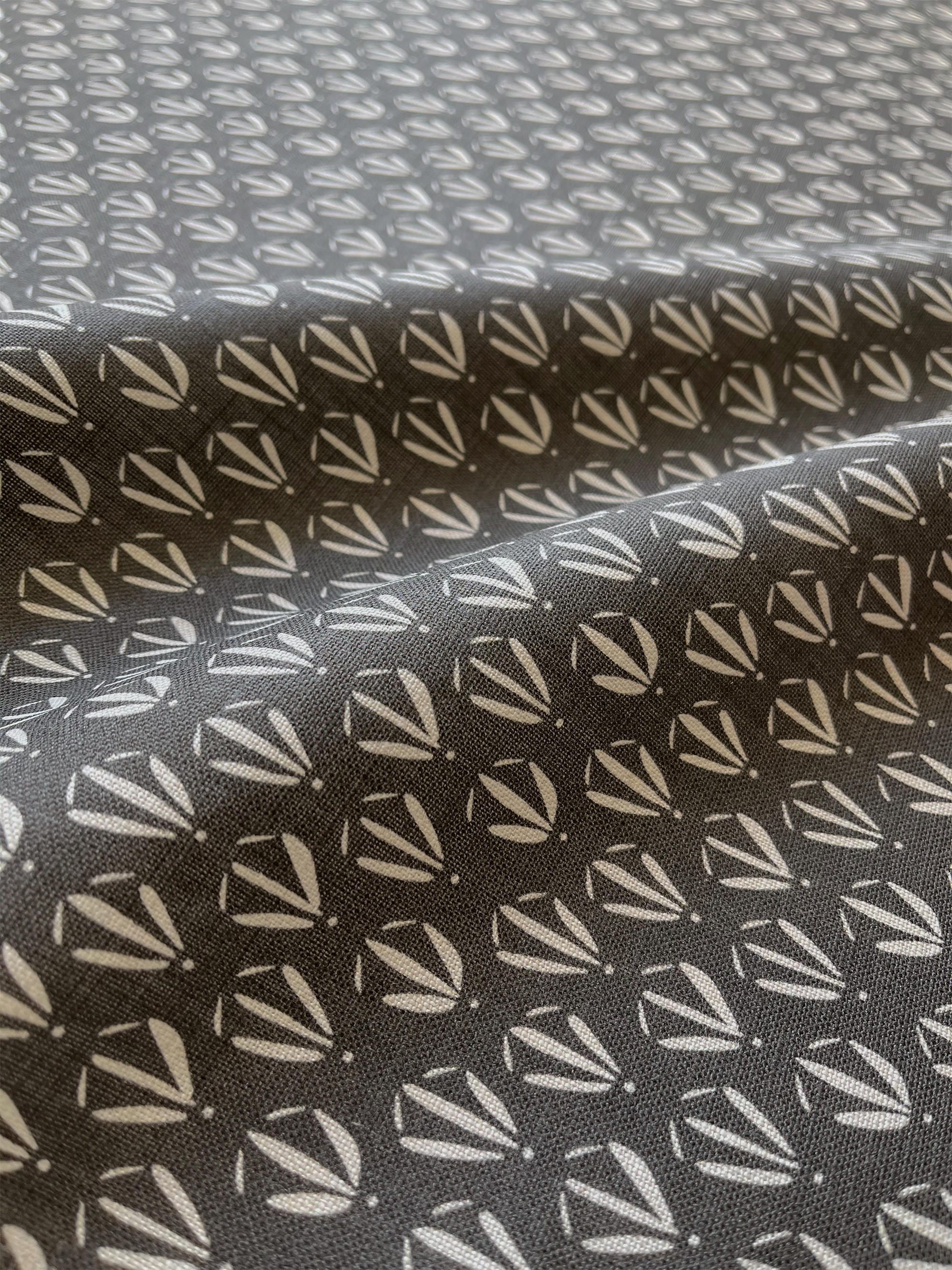 Kiawah fabric in Coal by Emily Daws – close-up showing natural fiber texture, ideal for beach house drapery or pillows – Sea Island fabric collection; luxury coastal fabric by the yard for interiors