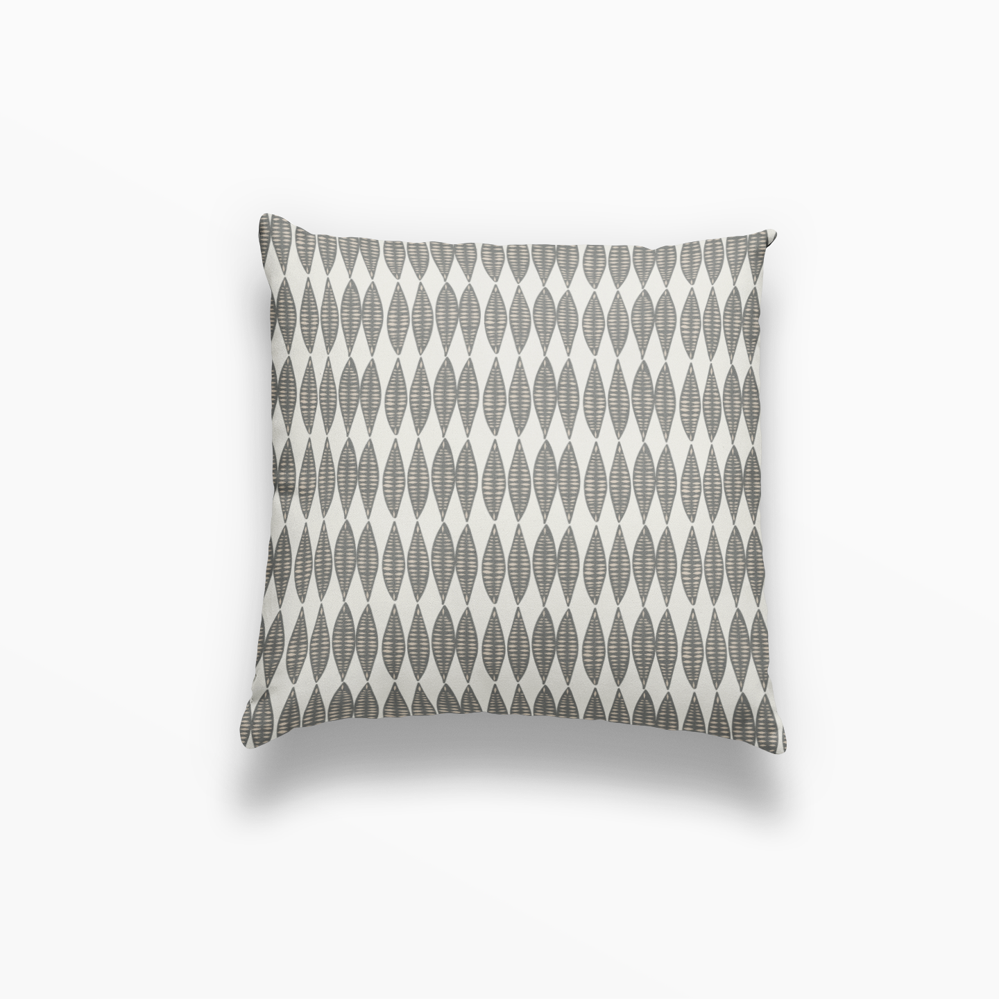 Leaflette pillow in Peppercorn by Emily Daws – square throw pillow with floral motifs for cottage-style decor