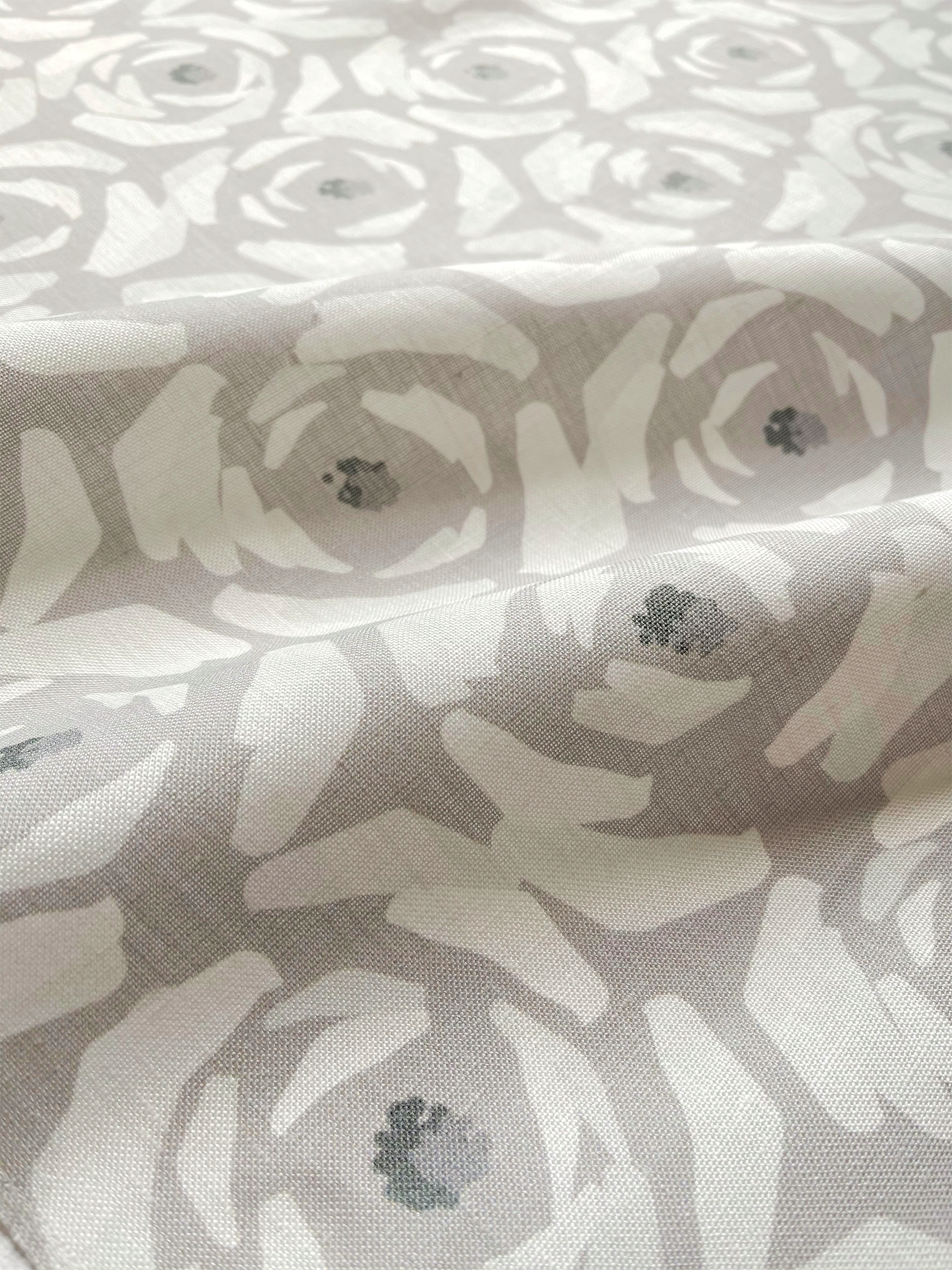 Magnolia fabric in Natural by Emily Daws – close-up view showcasing linen texture and design – Charleston fabric by the yard for interiors