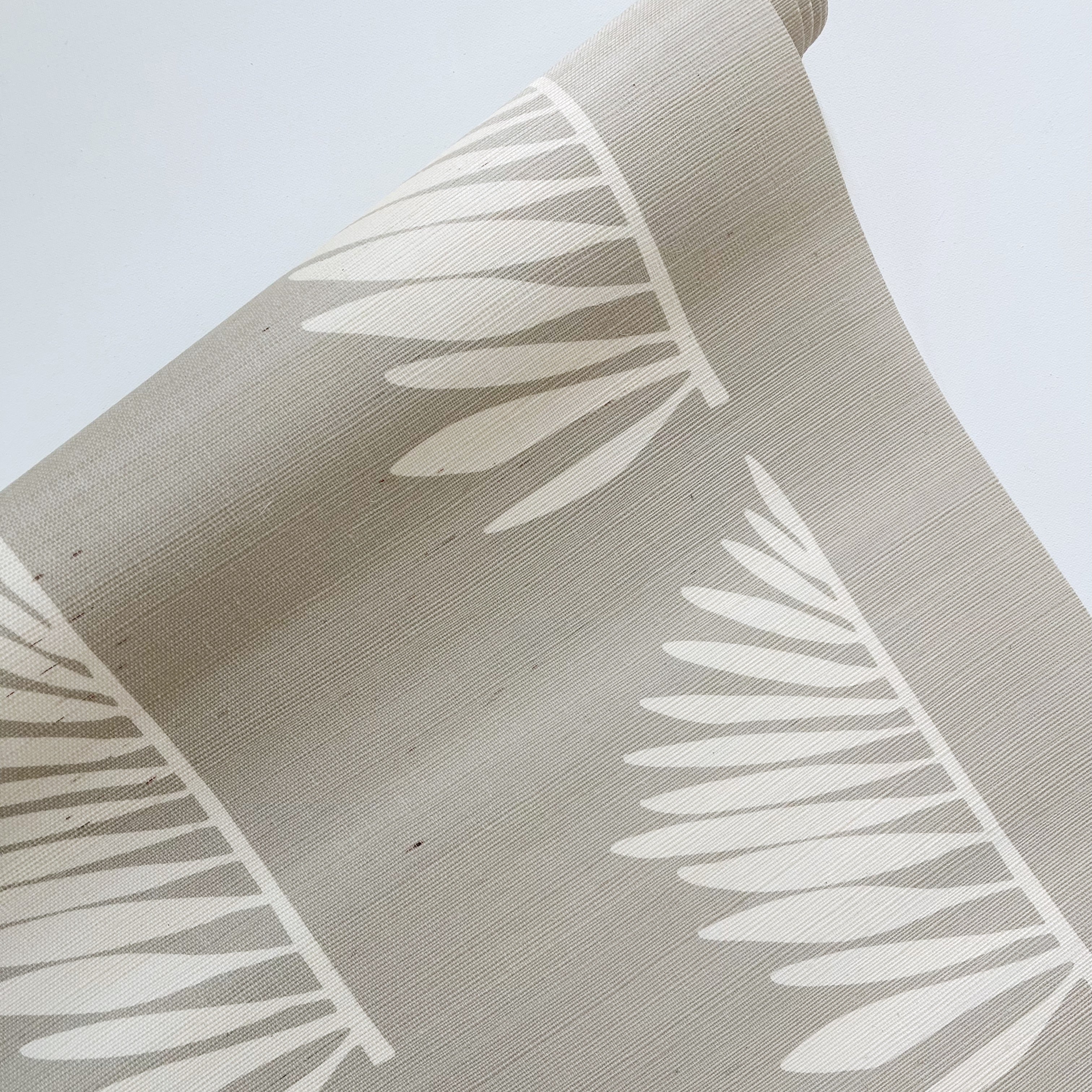 Palmetto Grasscloth wallpaper in Dune by Emily Daws – product view of repeating motif for interior walls