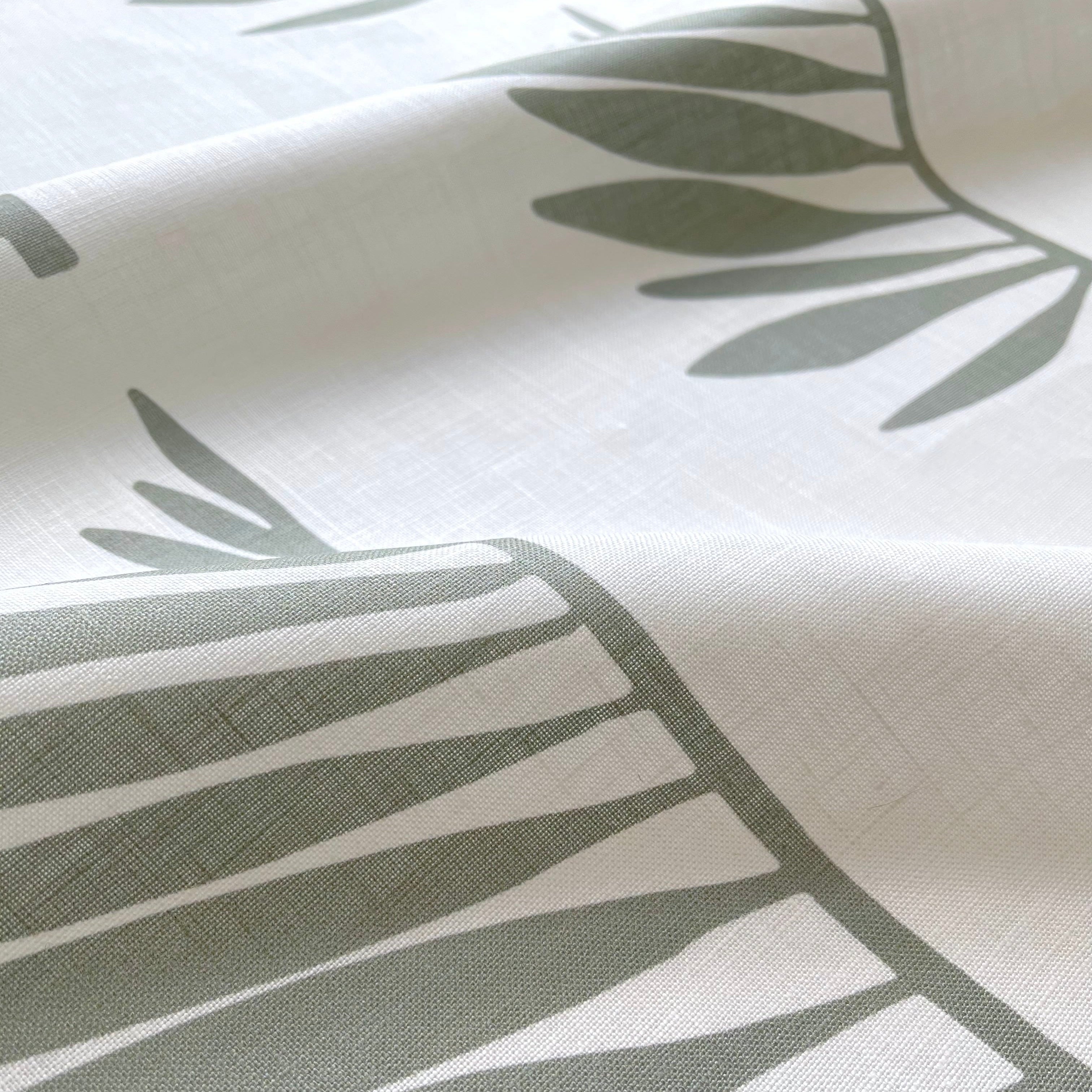 Palmetto pillow in Leaf – close-up of the fabric texture and pattern on linen backing