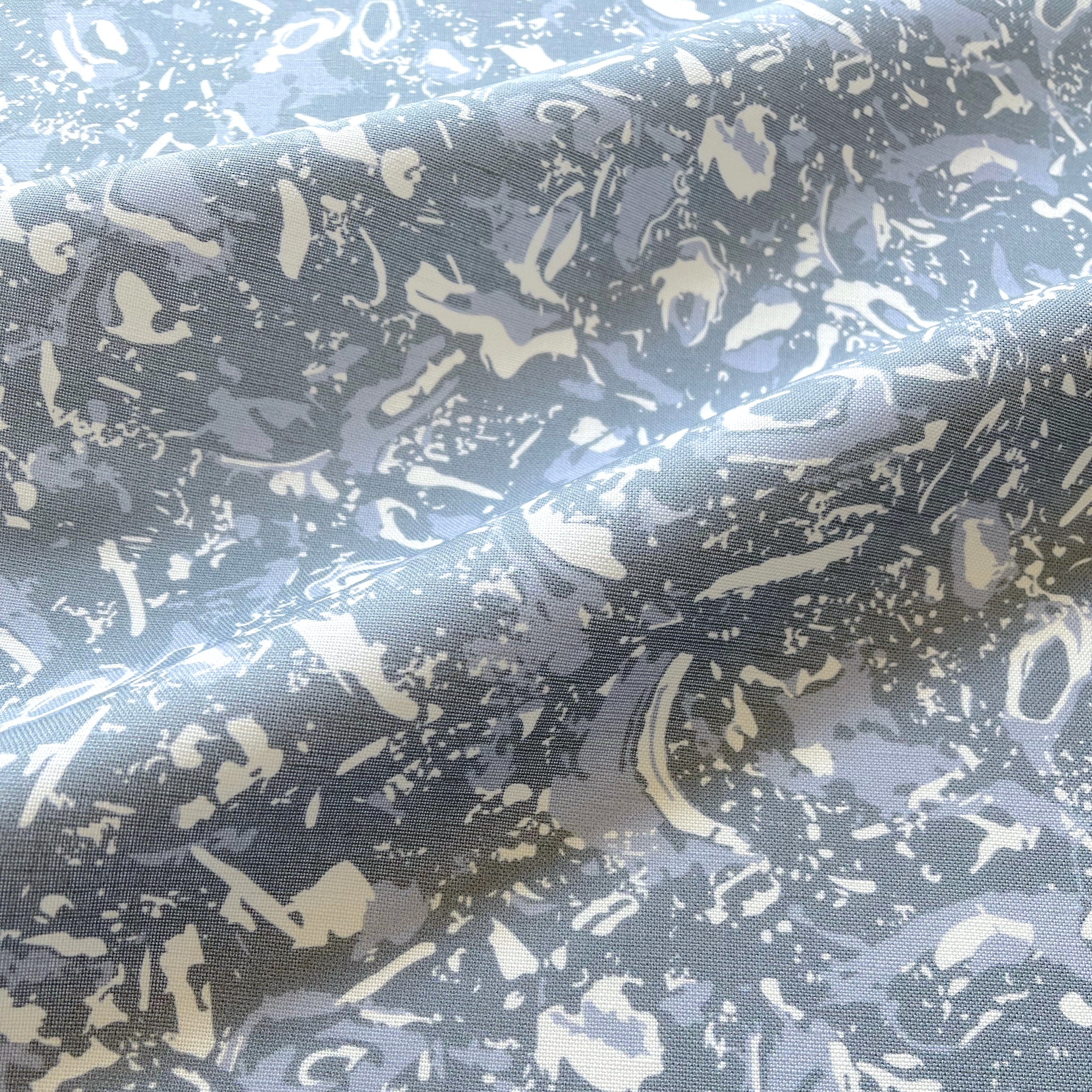 River Reef fabric in Royal by Emily Daws — close-up detail of Belgian linen, Waterways Collection
