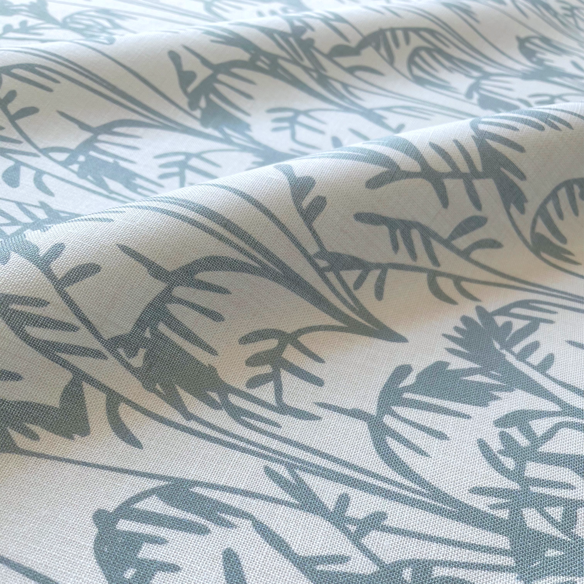 Seabrook II fabric in Aqua by Emily Daws – close-up showing natural fiber texture, ideal for beach house drapery or pillows – Sea Island fabric collection; luxury coastal fabric by the yard for interiors