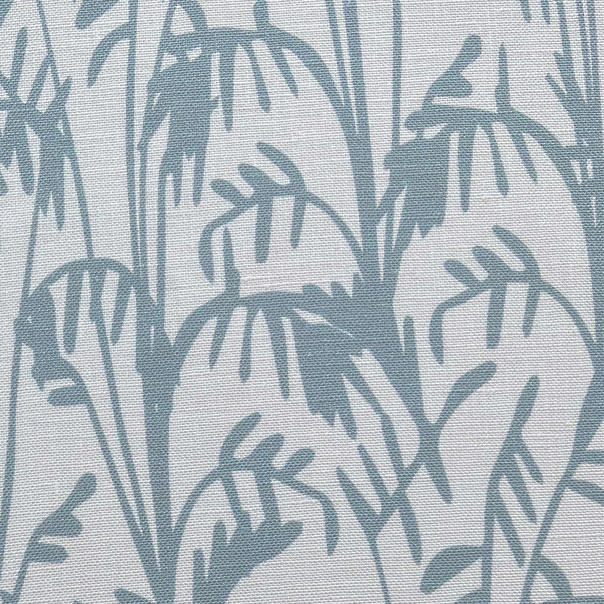 Seabrook II fabric in Aqua by Emily Daws – close-up showing natural fiber texture, ideal for beach house drapery or pillows – Sea Island fabric collection; luxury coastal fabric by the yard for interiors