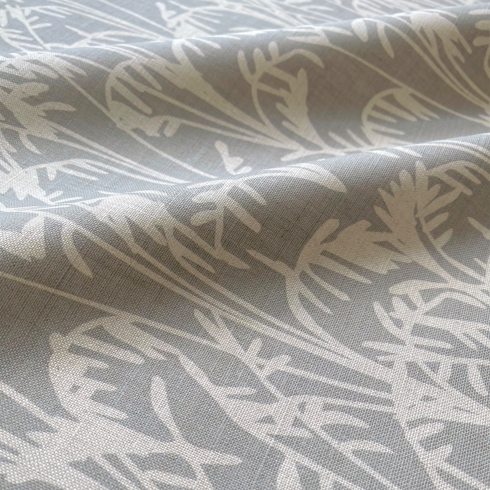 Seabrook Ii fabric in Pistachio by Emily Daws — close-up detail of Belgian linen, Sea Island Collection