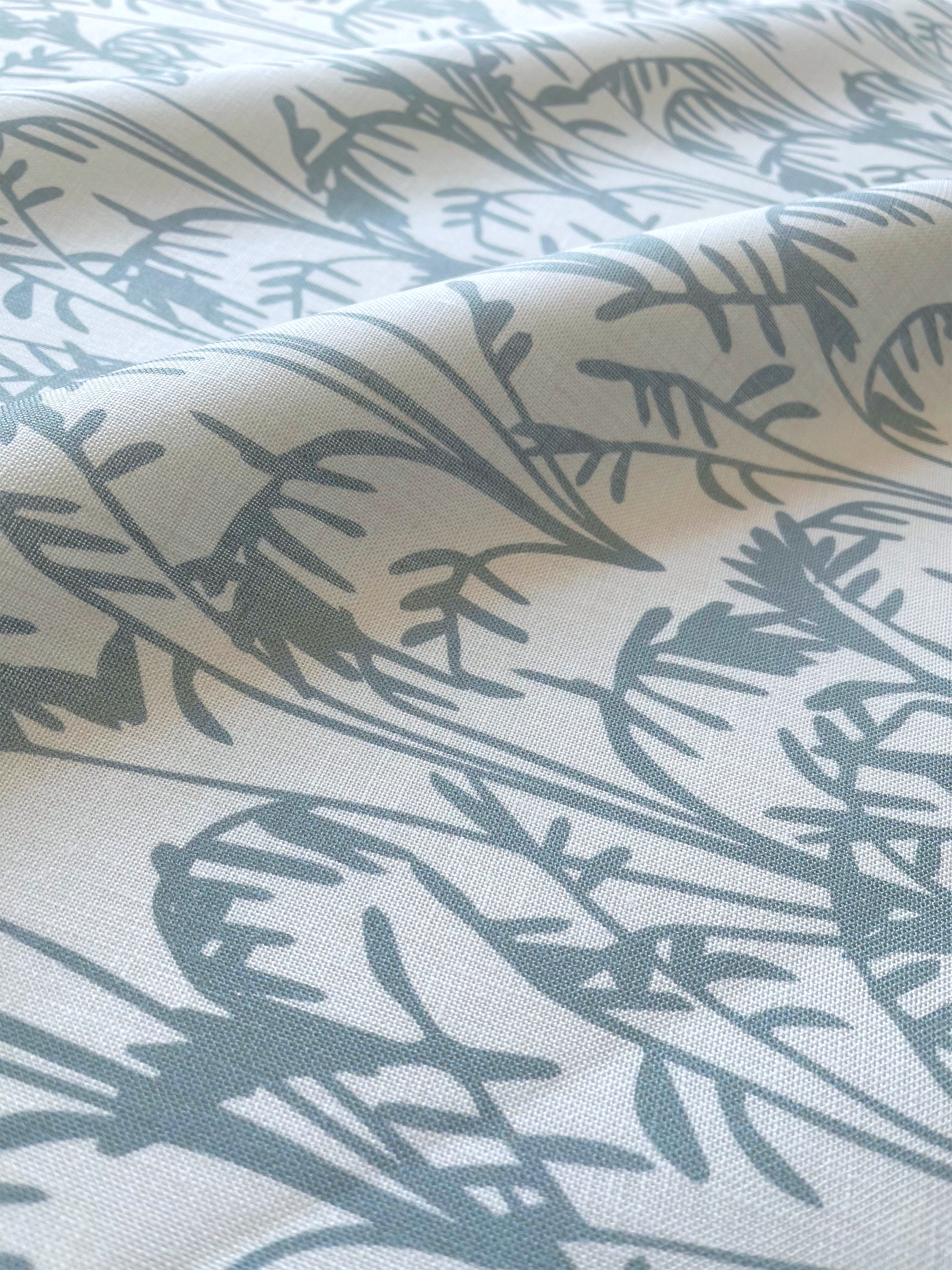 Seabrook II fabric in Aqua by Emily Daws – close-up showing natural fiber texture, ideal for beach house drapery or pillows – Sea Island fabric collection; luxury coastal fabric by the yard for interiors