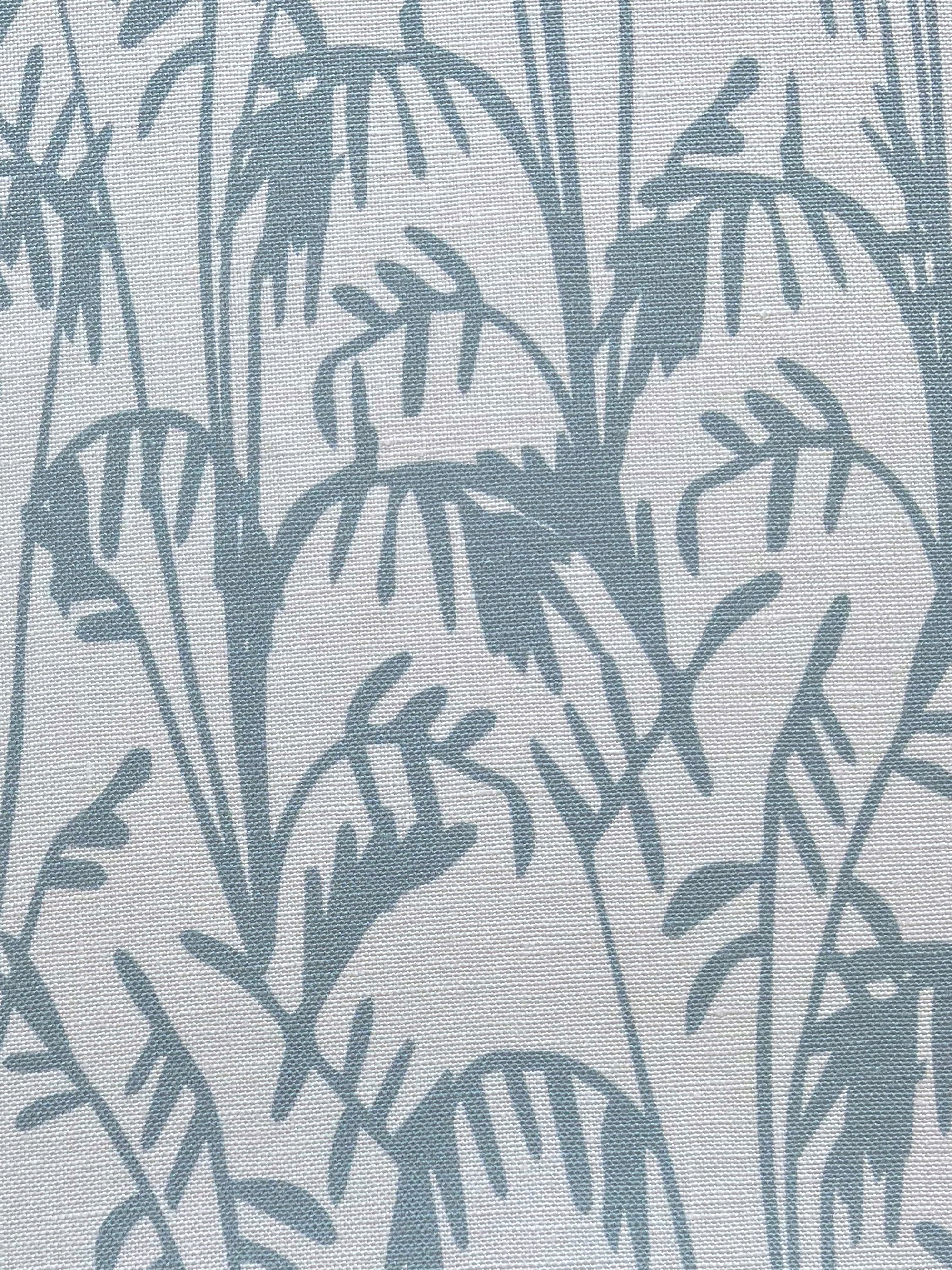 Seabrook II fabric in Aqua by Emily Daws – close-up showing natural fiber texture, ideal for beach house drapery or pillows – Sea Island fabric collection; luxury coastal fabric by the yard for interiors