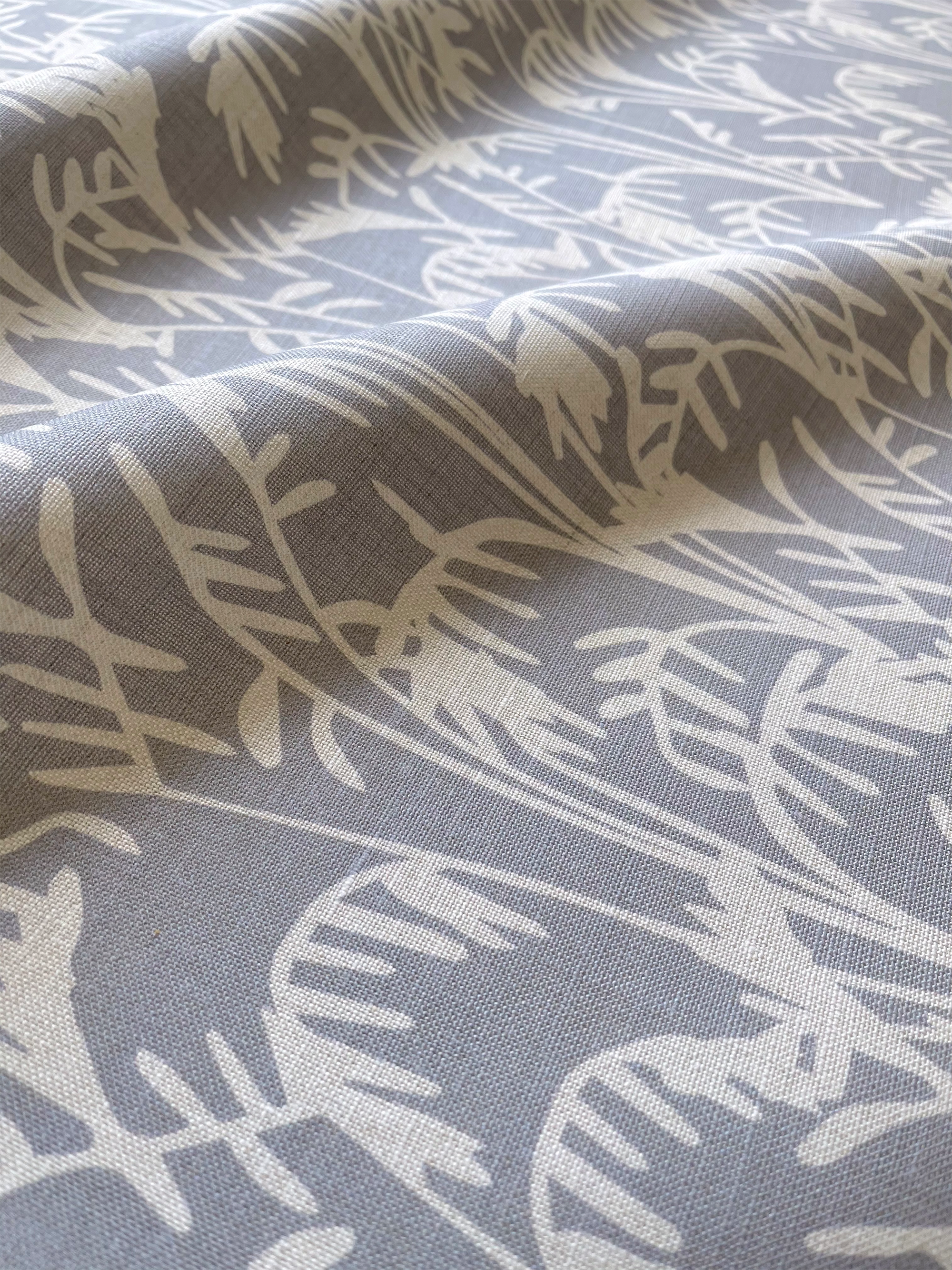 Seabrook II fabric in Twilight by Emily Daws – close-up showing natural fiber texture, ideal for beach house drapery or pillows – Sea Island fabric collection; luxury coastal fabric by the yard for interiors