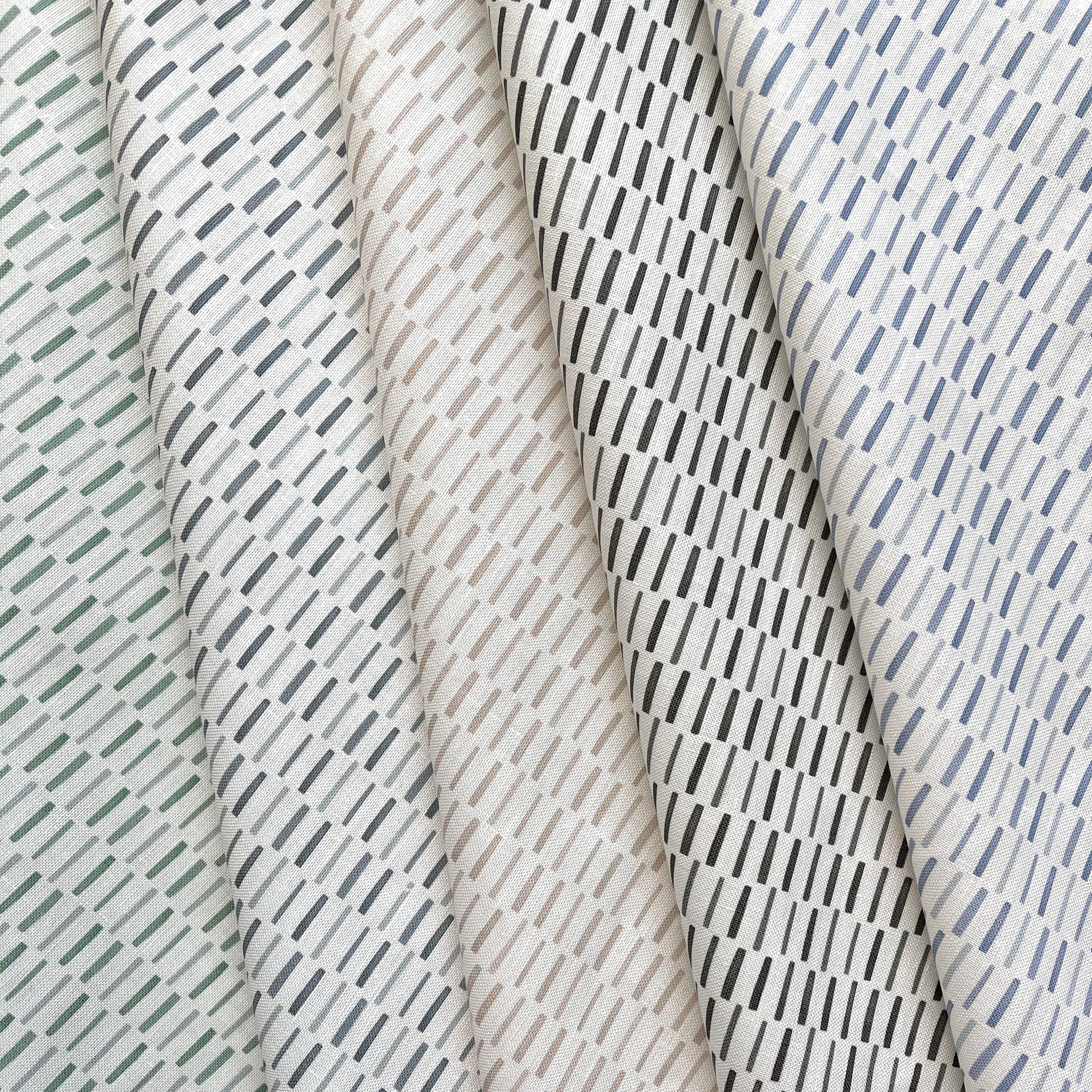 Sweetgrass fabric in Slate by Emily Daws – styled in a coastal-inspired interior for pillows or window treatments – Charleston fabric by the yard for interiors