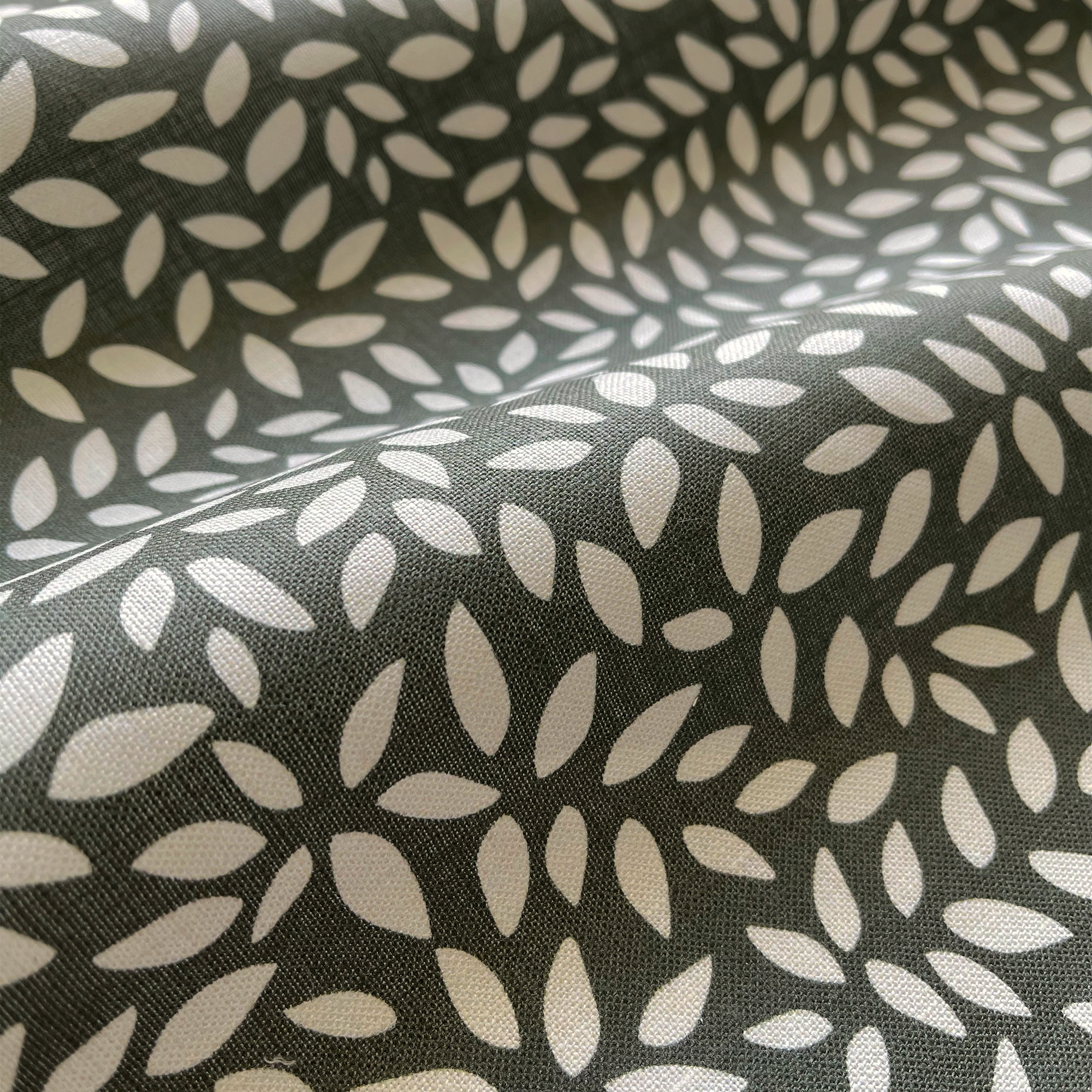 Wadmalaw fabric in Forest by Emily Daws – close-up showing natural fiber texture, ideal for beach house drapery or pillows – Sea Island fabric collection; luxury coastal fabric by the yard for interiors